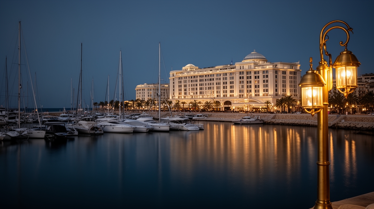 Marina Cove harbor at blue hour